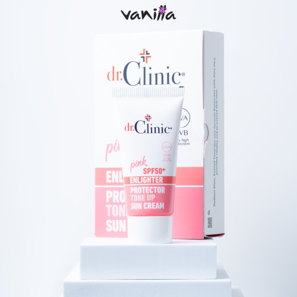 DR.Clinic pink SPF50 Enlighter Protector Tone Up Sun Cream دكتور كلنك واقي من أشعة الشمس