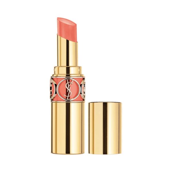 Yves Saint Laurent ROUGE VOLUPTÉ SHINE Lipstick 74 CORAIL IN CRAZE واي اس ال احمر شفاه لامع