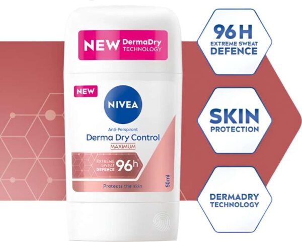 NIVEA Derma Dry Control Maximum Anti- Perspirant Stick 96h Protection For Men & Women نيفيا مزيل تعرق ستك للرجال والنساء