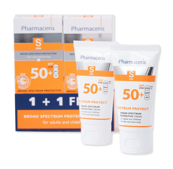 Pharmaceris Sun Broad Spectrum Protection Cream SPF50 سيت كريم واقي شمس للبشرة الجافة 2 قطع * 50 مل من فارماسيريس