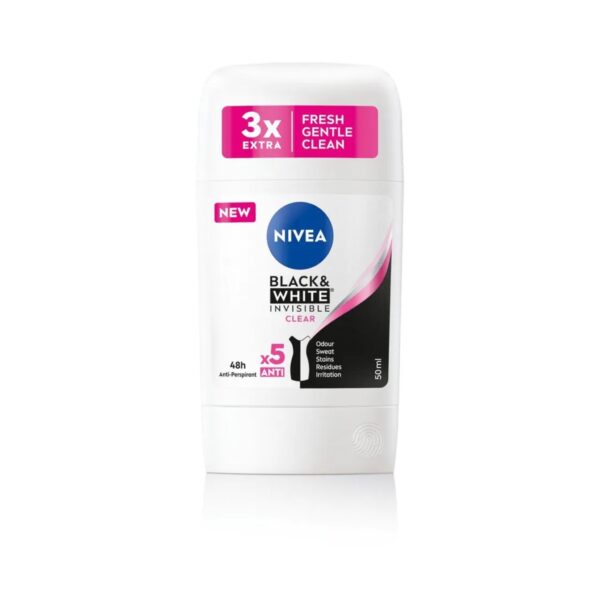 NIVEA BLACK & WHITE CLEAR STICK نيفيا ستيك مضاد للتعرق بلاك آند وايت إنفيزيبل