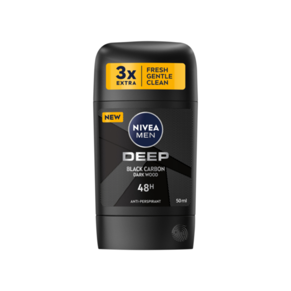 NIVEA MEN Deep Black Carbon Dark Wood Anti-Perspirant Stick 50ml مزيل التعرق نيفيا للرجال ديب بلاك كاربون دارك وود