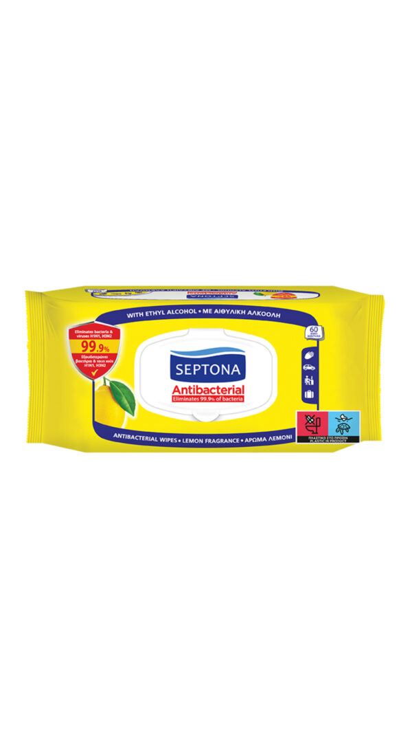 SEPTONA Antibacterial hand wipes with lemon fragrance مناديل مضادة للبكتريا لليدين