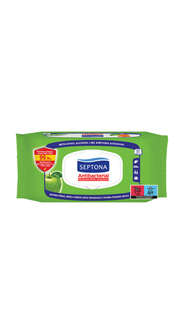 SEPTONA Antibacterial hand wipes with green apple fragrance مناديل مضادة للبكتريا لليدين