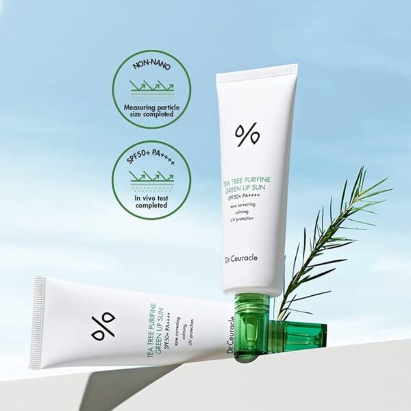 Dr.Ceuracle Tea Tree Purifine Green Up Sun SPF50+ PA++++ 50ml دكتور سيراكل شجرة الشاي النقيةSPF50+ PA++++ 50 مل