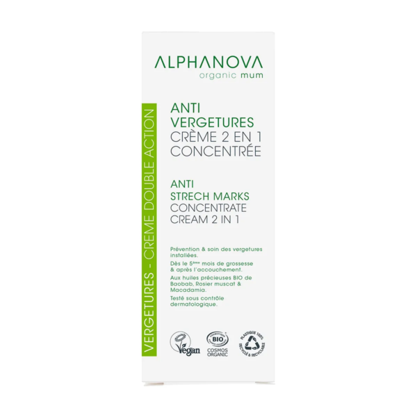 Alphanova organic mum Anti Strerch-Marken Konzentrierte Creme 2In1 كريم معالج لعلامات التمدد للجسم