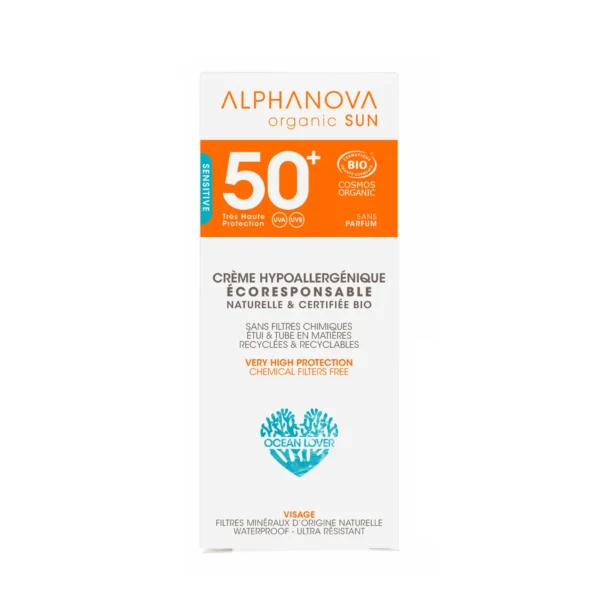 ALPHANOVA ORGANIC SUN HYPOALLERGENIC SUN CREAM FOR FACE SPF 50+ واقي من أشعة الشمس للبشرة