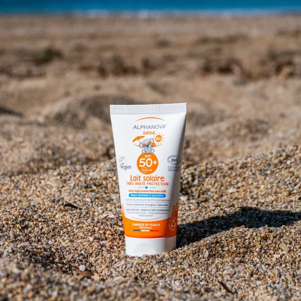 ALPHANOVA ORGANIC BABY SUN MILK, PROTECTION SPF 50+ واقي من أشعة الشمس للأطفال