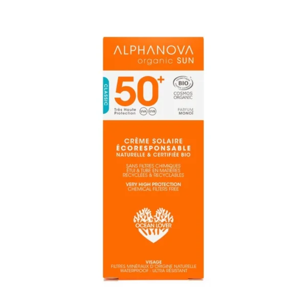 ALPHANOVA ORGANIC SUN CRÈME SOLAIRE CERTIFIÉE BIO TRÈS HAUTE PROTECTION SPF 50+ واقي من أشعة الشمس للبشرة