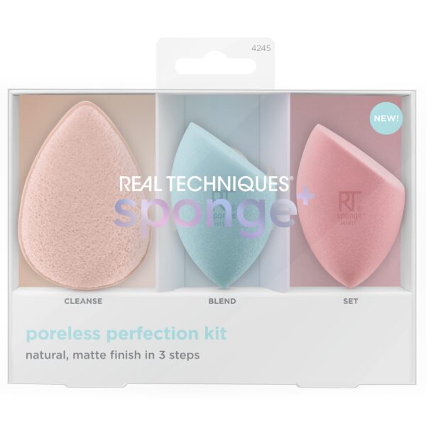 Real Techniques Sponge+ Beauty Makeup Blenders, kit ريل تكنيك كت الاسفنجات والعناية بالبشرة