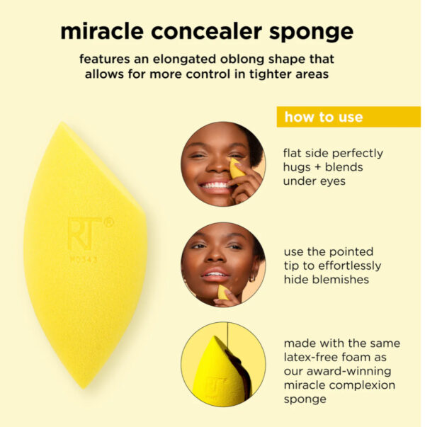 Real Techniques Miracle Concealer Sponge Duo ريل تكنيك ثنائي الاسفنجات المعجزة لإخفاء العيوب