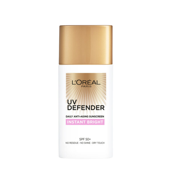 L'Oreal Paris UV Defender Instant Bright Daily Anti-Ageing Sunscreen SPF 50+ 50ml لوريال باريس واقي شمسي فوري مضاد للشيخوخة ومضاد للأشعة فوق البنفسجية