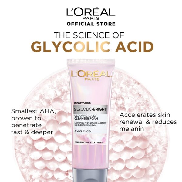 L'Oreal Glycolic Bright GLOWING DAILY CLEANSER FOAM لوريال باريس الجليكوليك مشرق رغوة منظفة يومية متوهجة