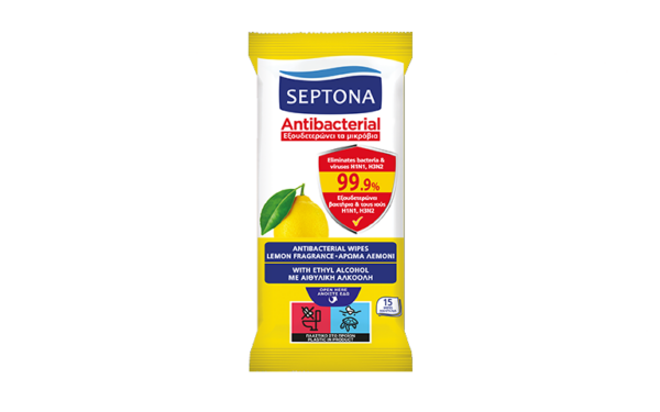 SEPTONA Antibacterial hand wipes with lemon fragrance مناديل مضادة للبكتريا لليدين