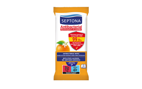 SEPTONA Antibacterial hand wipes with orange blossom fragrance مناديل مضادة للبكتريا لليدين