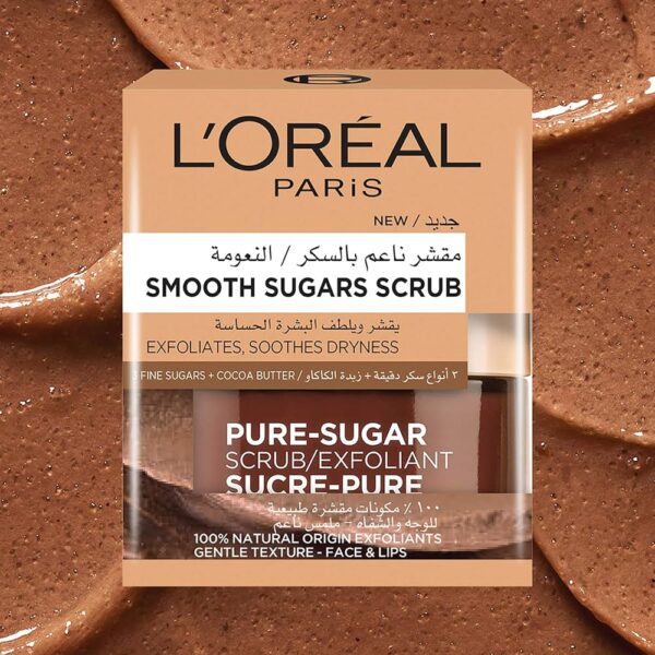 L'Oreal Paris Cocoa Butter Smoothing Sugar Scrub for Smoothing and Nourishing Skin, 50 m مقشر السكر المنعم بزبدة الكاكاو من لوريال باريس لتنعيم وتغذية البشرة