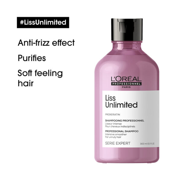 L'OREAL SHAMPOO SERIE EXPERT LISS UNLIMITED | 300 mL for damaged hair شامبو لوريال باريس سلسلة الخبراء ليس غير محدودة