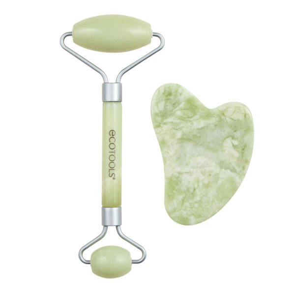 ECOTOOLS Jade Facial Roller and Gua Sha Stone Duo مجموعة رول للبشرة والجواشا