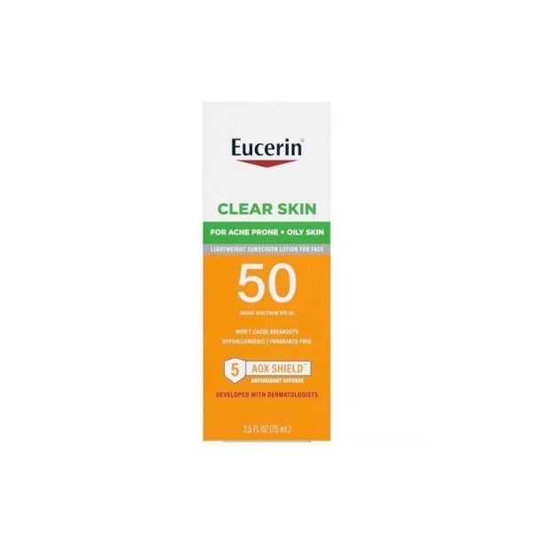 Eucerin Clear Skin Lightweight Sunscreen Lotion SPF50, for Acne Prone + Oily Skin 75 ml يوسرين واقي من اشعة للشمس للبشرة الدهنية المعرضة للحبوب