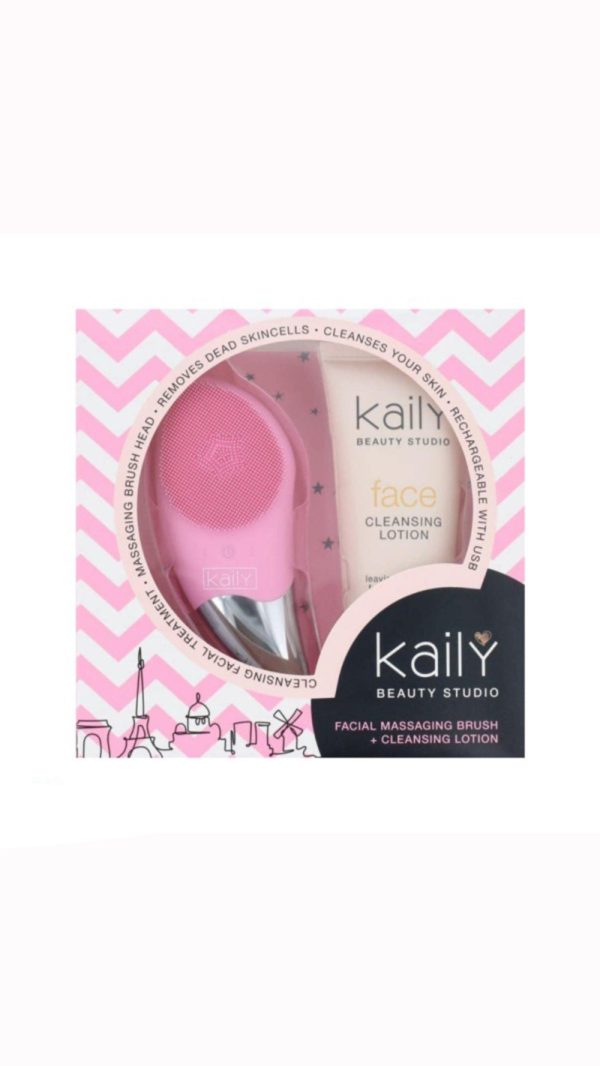 Kaily Beauty Studio Wireless Facial Massaging Brush And Cleansing Lotion Set مجموعة العناية بالبشرة