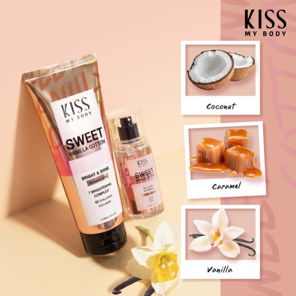 KISS MY BODY Bright Shine Perfume Lotion Sweet Vanilla Cotton 226g لوشن عطري للجسم