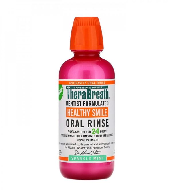 TheraBreath Healthy Smile Oral Rinse, SPARKLE MINT 88.7ml ثيرابريث - غسول الفم بنكهة نعناع لابتسامة صحية