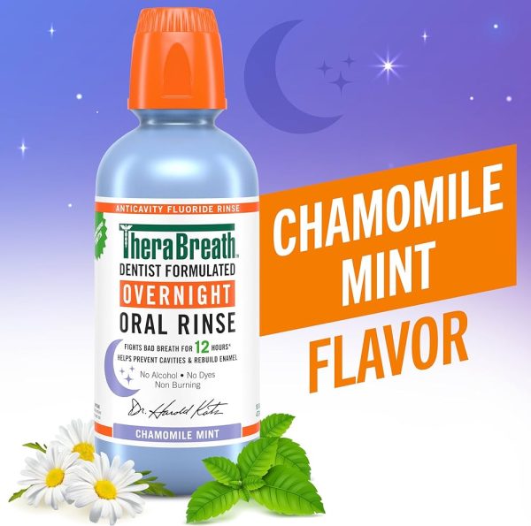 TheraBreath Healthy Gums Oral Rinse, OVERNIGHT Chamomile Mint Chamomile Mint 473ml غسول فم صحي للثة، تنظيف دقيق