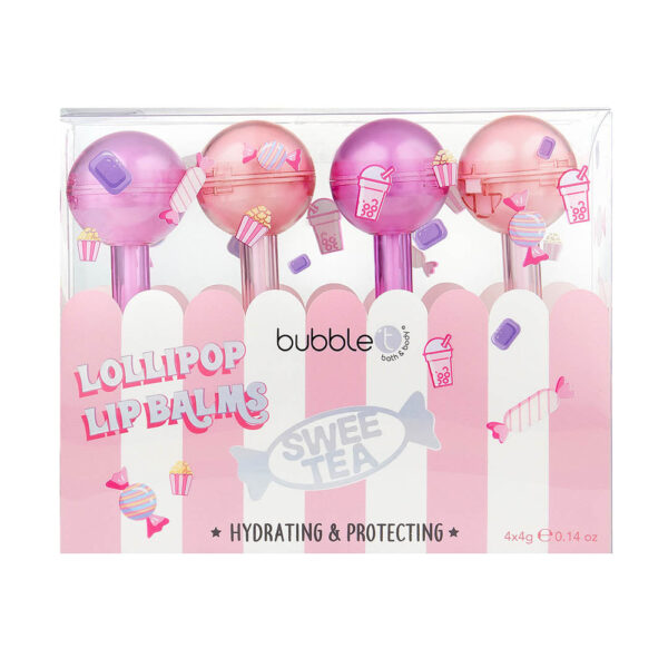 BUBBLE T COSMETICS Sweetea Lollipop Lip Balm Gift Set (4 x 4g) مجموعة العناية بالشفاه