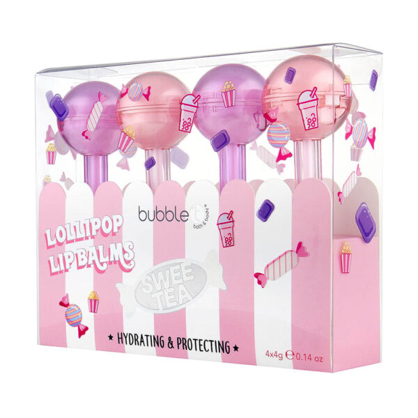 BUBBLE T COSMETICS Sweetea Lollipop Lip Balm Gift Set (4 x 4g) مجموعة العناية بالشفاه