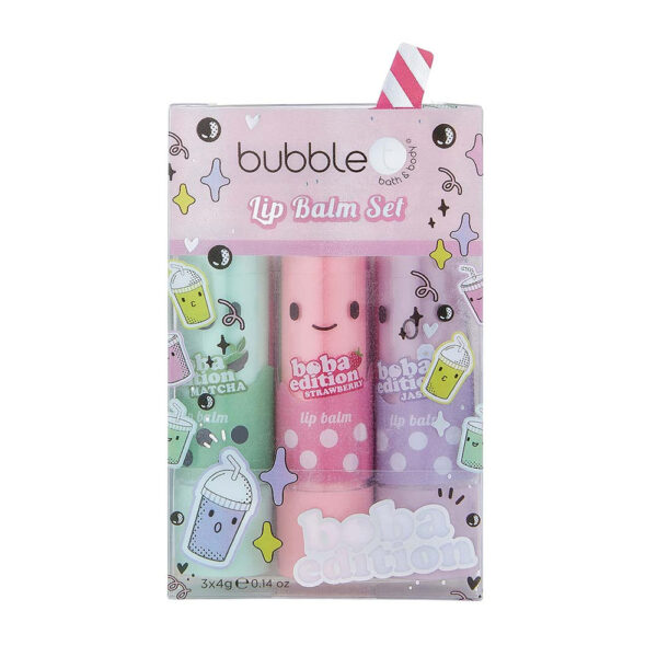 BUBBLE T COSMETICS Boba Tea Lip Balm Gift Set (3 x 4g) مجموعة مرطبات للشفاه