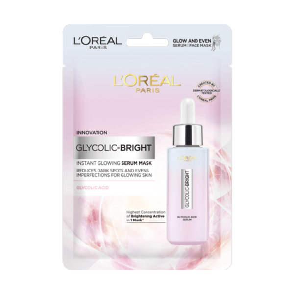 L’OREAL Glycolic Bright INSTANT GLOWING SERUM MASK لوريال ماسك الگلايكوليك