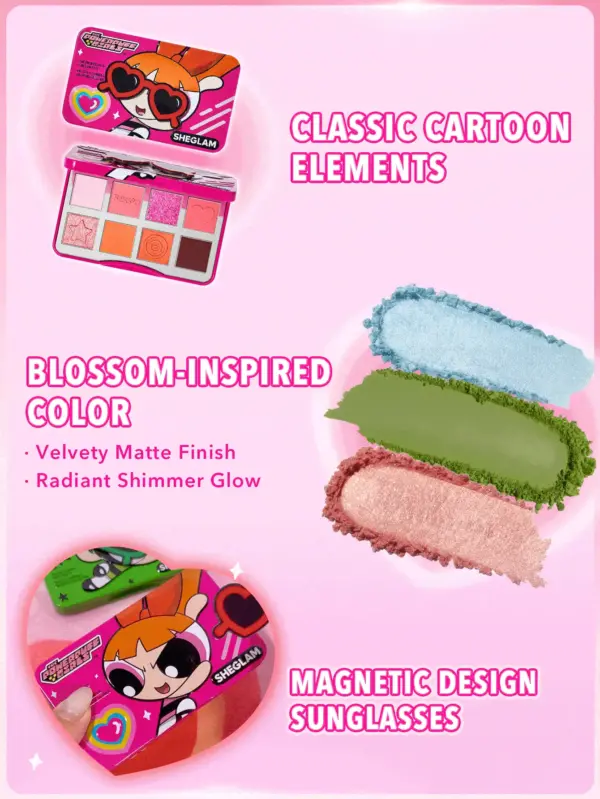 The Powerpuff Girls X SHEGLAM The Professor'S Girls Palette THE LEADER شيغلام x فتيات القوة باليت ظلال عيون القائدة