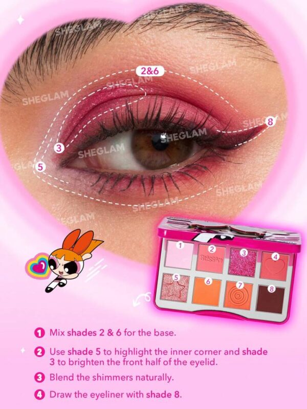 The Powerpuff Girls X SHEGLAM The Professor'S Girls Palette THE LEADER شيغلام x فتيات القوة باليت ظلال عيون القائدة