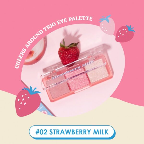 CATHY DOLL CHEERS AROUND TRIO EYE PALETTE STRAWBERRY MILK كاثي دول باليت ايشدو