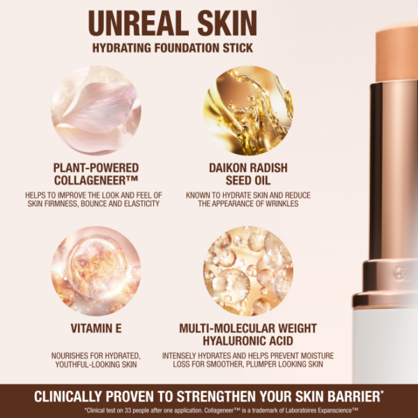 CHARLOTTE TILBURY UNREAL SKIN SHEER GLOW TINT HYDRATING FOUNDATION STICK تشارلوت كريم اساس ستك