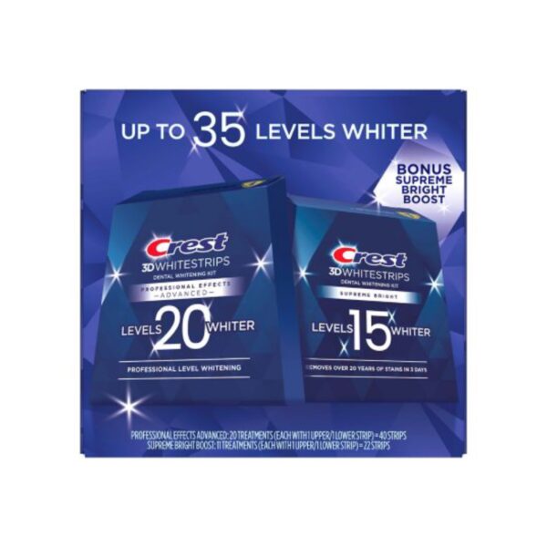 Crest 3D Whitestrips Professional Effects & Supreme Bright Whitening Kit كريست ثري دي وايت شرائط لتبييض الاسنان