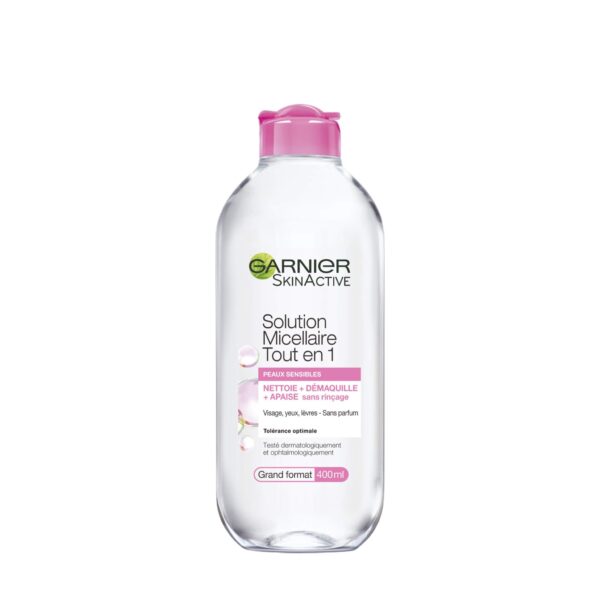 Garnier Skin Active All-In-1 Micellar Solution for Sensitive Skin Large Format 400 ml غارنييه سكين أكتيف محلول ميسيلار الكل في 1 للبشرة الحساسة