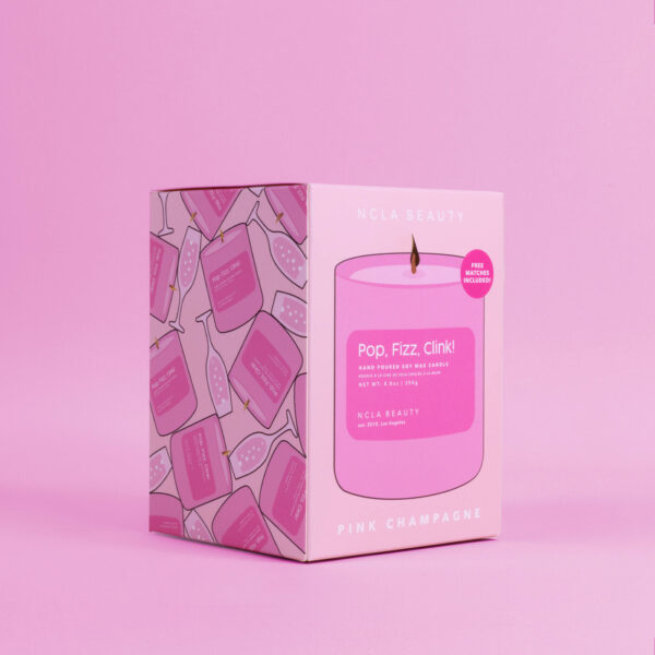 NCLA BEAUTY POP FIZZ CLINK! (PINK CHAMPAGNE) SOY WAX CANDLE نكلا شمعة معطرة - Image 3