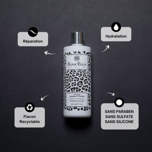 ROSEBAIE Keratin x caviar shampoo 500ml شامبو الكيراتين x الكافيار