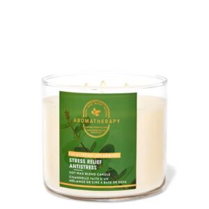 BATH AND BODY WORKS Aromatherapy Stress Relief  3-Wick Candle شموع معطرة
