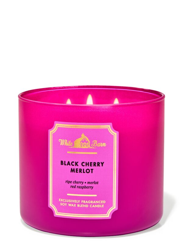 BATH & BODY WORKS Black Cherry Merlot  3-Wick Candle شموع معطرة