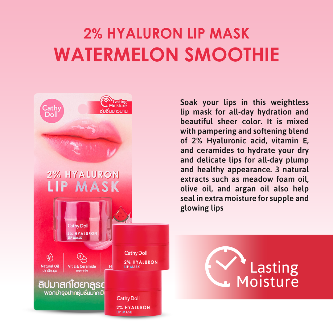 CATHY DOLL 2% HYALURON LIP MASK WATERMELON كاثي دول 2% هيالورون قناع الشفاه بالخوخ - Image 3