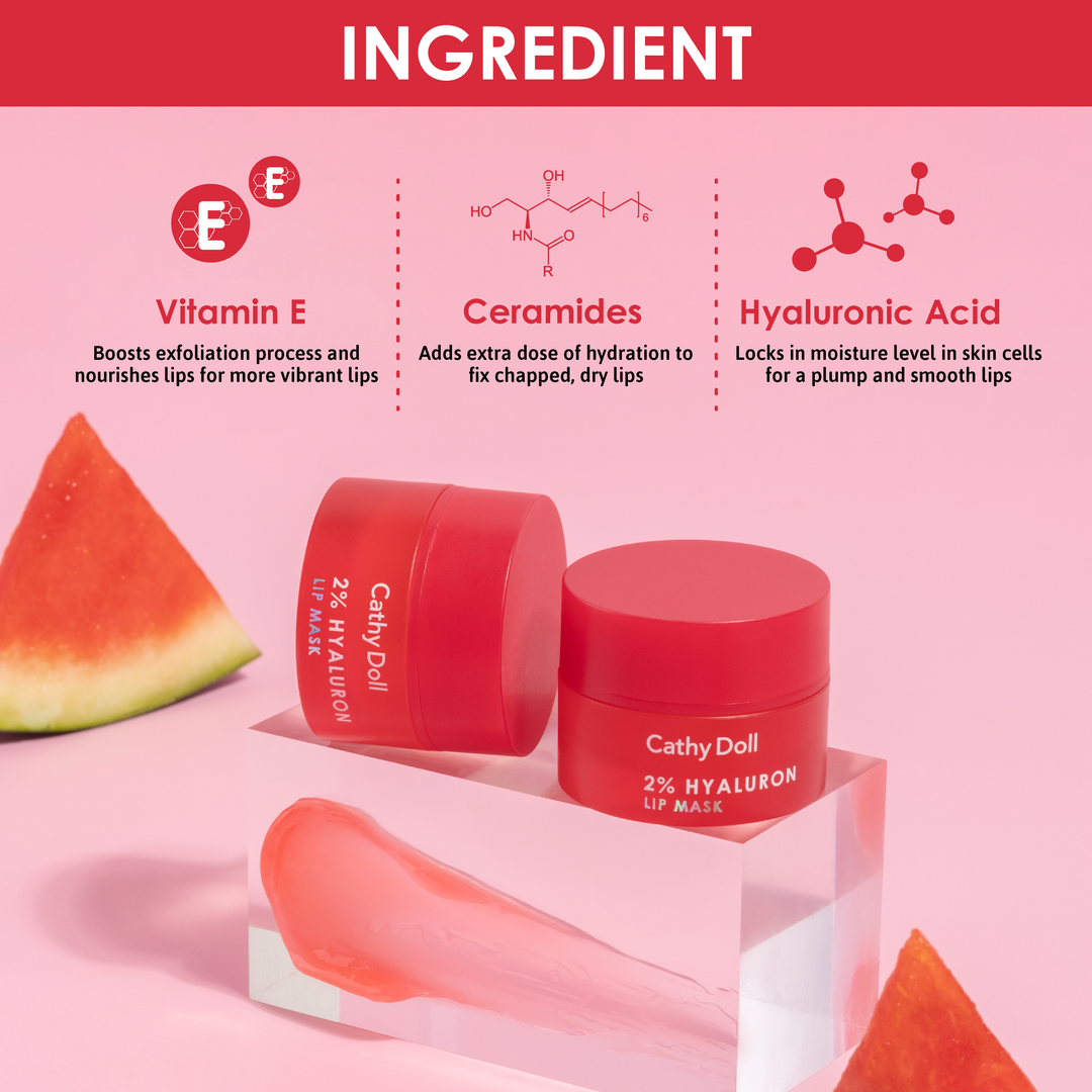 CATHY DOLL 2% HYALURON LIP MASK WATERMELON كاثي دول 2% هيالورون قناع الشفاه بالخوخ - Image 4
