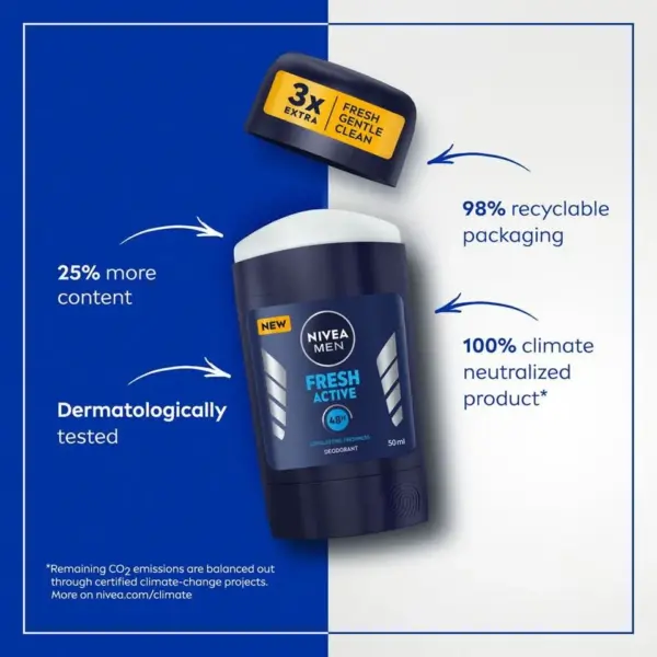 NIVEA MEN FRESH ACTIVE STICK DEODORANT 50ML نيفيا مضاد التعرق للرجال - Image 5