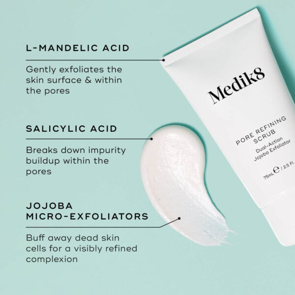 MEDIK8 PORE REFINING SCRUB Dual-Action Jojoba Exfoliator 75ml مقشر الجوجوبا ثنائي المفعول للمسام - Image 4