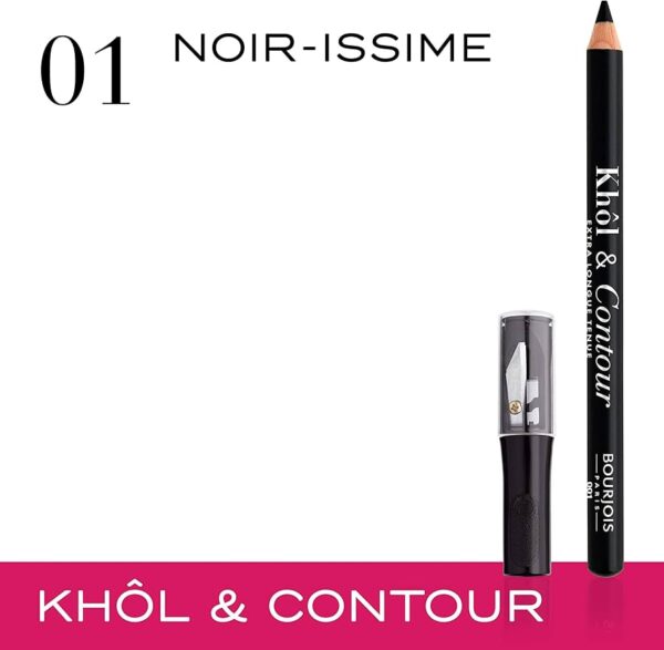 Bourjois Bourjois 2-in-1 Khol and Contour Eyeliner and Eye Pencil and Sharpener 1 Noir برجواز قلم كحل للعين بسواد فاحم - Image 2