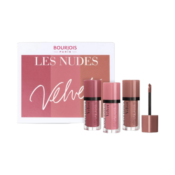 Bourjois Les Nudes Velvet Trio Pack, Beige بورجوا ثلاثي احمر شفاه فيلفت نود