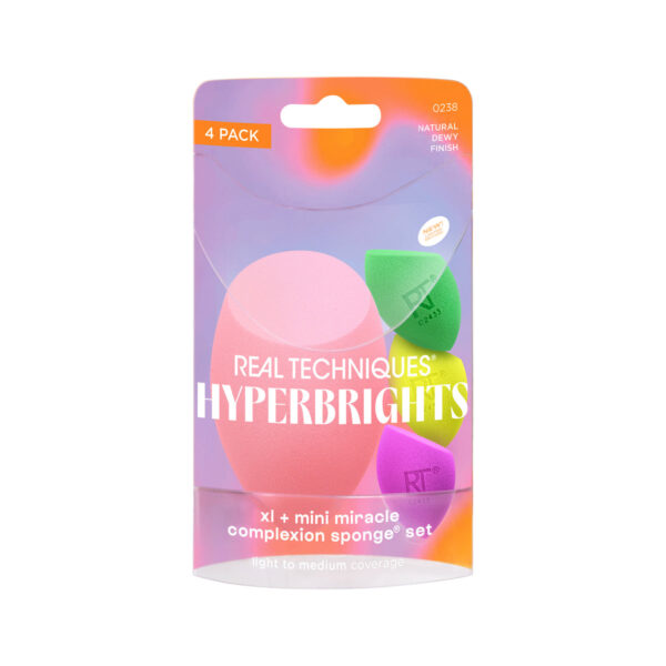 REAL TECHNIQUES Hyperbrights XL + Mini Miracle Complexion Sponge Set ريل تكنيك مجموعة اسفنجات