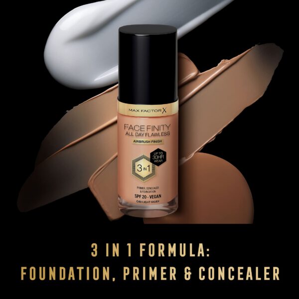 MAX FACTOR Facefinity All Day Flawless Foundation - C40 Light Ivory, 30ml ماكس فاكتور كريم أساس للبشرة - Image 4