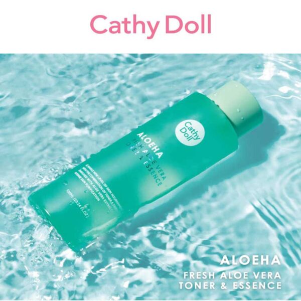 CATHY DOLL ALOE HA FRESH ALOE VERA TONER & ESSENCE 300ML كاثي دول تونر للبشرة - Image 2